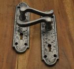 Pewter Cast Iron Victorian Scroll Style Door Handles With Keyhole (P300)